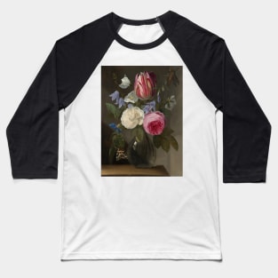 Roses and a Tulip in a Glass Vase - Jan Philips van Thielen Floral Painting Baseball T-Shirt